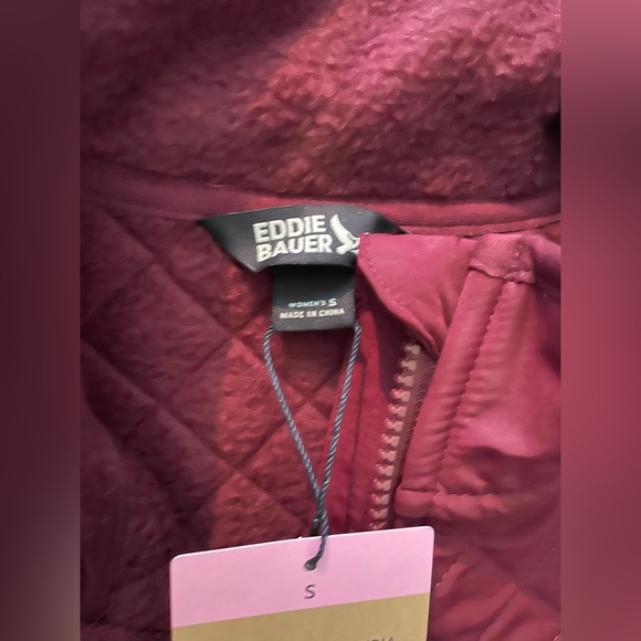 Eddie Bauer Women's Mixed Media Red Fleece Jacket Size Small - Picture 5 of 12